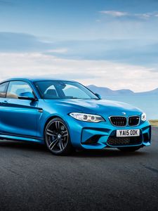 Preview wallpaper bmw, m2, f87, blue, side view