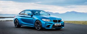 Preview wallpaper bmw, m2, f87, blue, side view