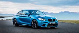 Preview wallpaper bmw, m2, f87, blue, side view