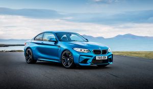 Preview wallpaper bmw, m2, f87, blue, side view