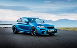 Preview wallpaper bmw, m2, f87, blue, side view