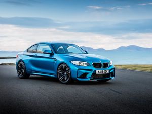 Preview wallpaper bmw, m2, f87, blue, side view