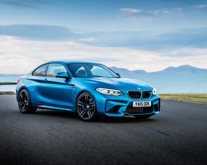 Preview wallpaper bmw, m2, f87, blue, side view