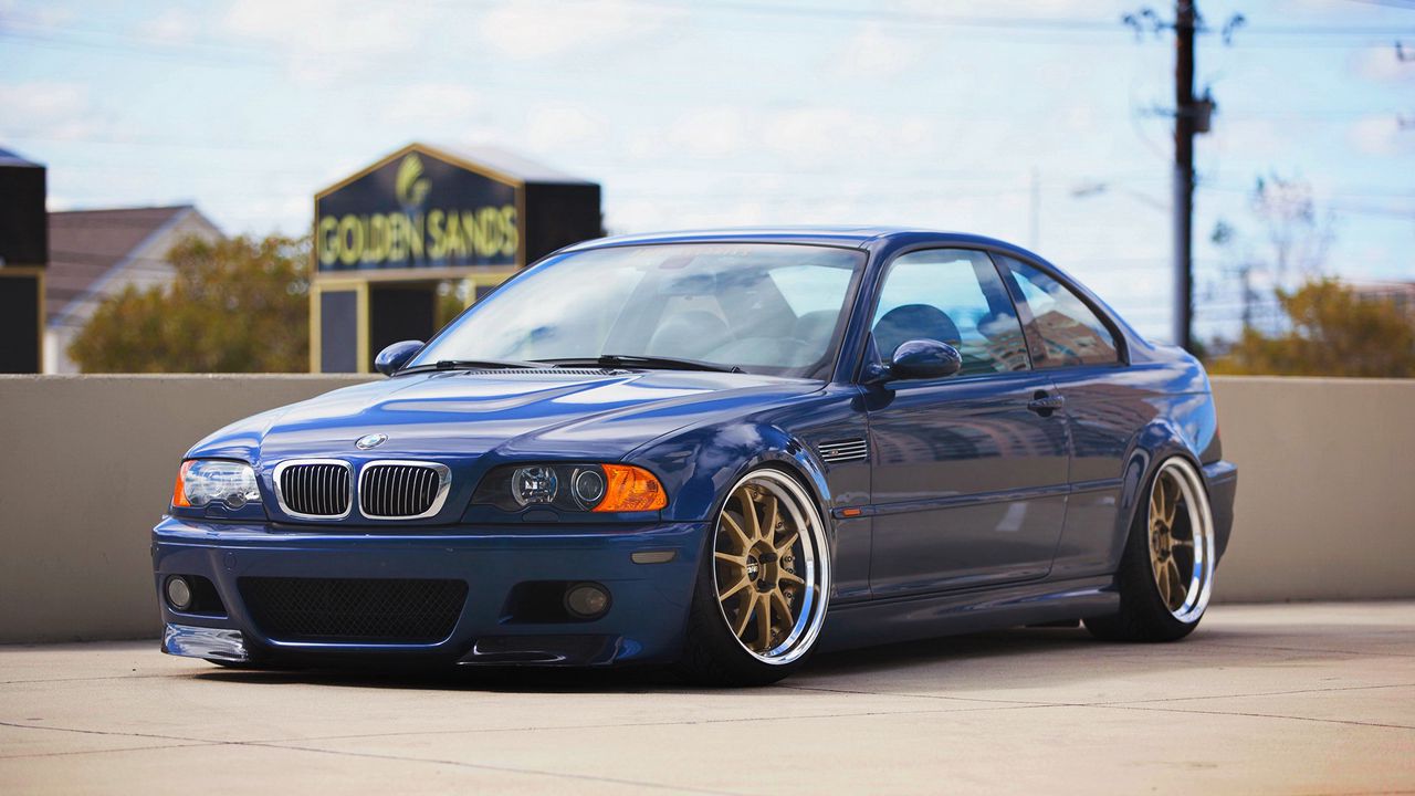 Wallpaper bmw, m3, blue, car, side view, tuning