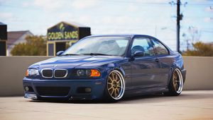 Preview wallpaper bmw, m3, blue, car, side view, tuning