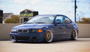Preview wallpaper bmw, m3, blue, car, side view, tuning