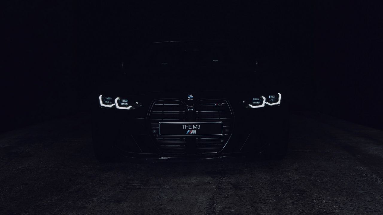 Wallpaper bmw m3, bmw, car, headlights, black, road, dark