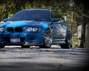 Preview wallpaper bmw, m3, e46, blue, front view