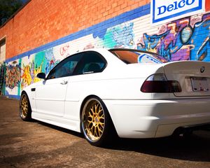 Preview wallpaper bmw, m3, e46, white, tuning