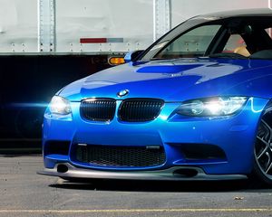 Preview wallpaper bmw, m3, e92, blue, front view