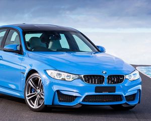 Preview wallpaper bmw, m3, f80, blue, side view