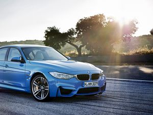 Preview wallpaper bmw, m3, side view, blue