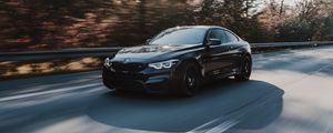 Preview wallpaper bmw m4, bmw, car, movement, speed, black, road