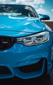 Preview wallpaper bmw m4, bmw, car, blue, front view