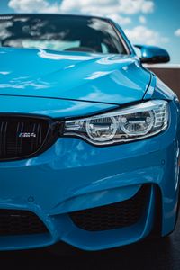 Preview wallpaper bmw m4, bmw, car, blue, front view