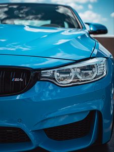 Preview wallpaper bmw m4, bmw, car, blue, front view