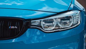 Preview wallpaper bmw m4, bmw, car, blue, front view