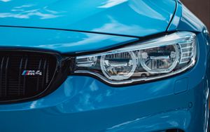 Preview wallpaper bmw m4, bmw, car, blue, front view