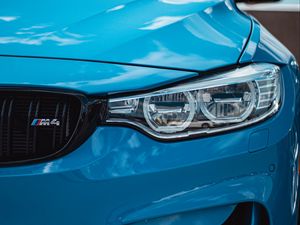 Preview wallpaper bmw m4, bmw, car, blue, front view