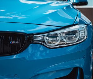 Preview wallpaper bmw m4, bmw, car, blue, front view