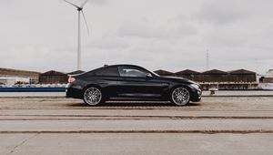 Preview wallpaper bmw m4, bmw, car, sportscar, side view, black