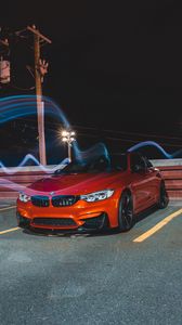 Preview wallpaper bmw m4, bmw, car, sports car, front view, red