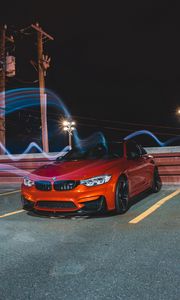 Preview wallpaper bmw m4, bmw, car, sports car, front view, red