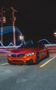 Preview wallpaper bmw m4, bmw, car, sports car, front view, red