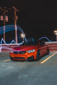 Preview wallpaper bmw m4, bmw, car, sports car, front view, red