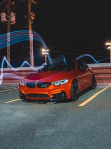 Preview wallpaper bmw m4, bmw, car, sports car, front view, red