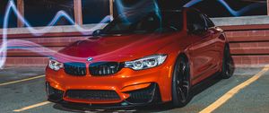 Preview wallpaper bmw m4, bmw, car, sports car, front view, red