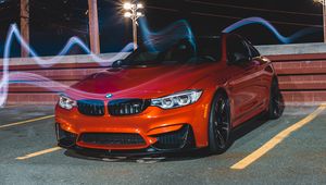 Preview wallpaper bmw m4, bmw, car, sports car, front view, red