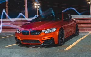 Preview wallpaper bmw m4, bmw, car, sports car, front view, red