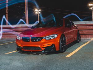 Preview wallpaper bmw m4, bmw, car, sports car, front view, red