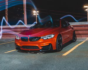 Preview wallpaper bmw m4, bmw, car, sports car, front view, red