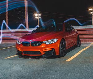 Preview wallpaper bmw m4, bmw, car, sports car, front view, red