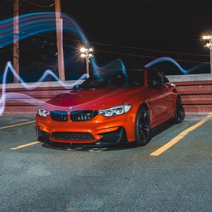 Preview wallpaper bmw m4, bmw, car, sports car, front view, red