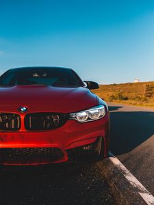 Preview wallpaper bmw m4, bmw, car, front view, headlight, red