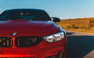 Preview wallpaper bmw m4, bmw, car, front view, headlight, red