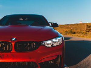 Preview wallpaper bmw m4, bmw, car, front view, headlight, red