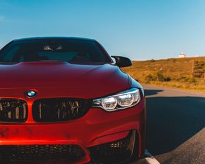 Preview wallpaper bmw m4, bmw, car, front view, headlight, red