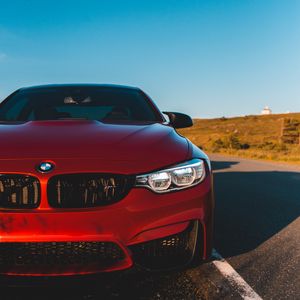 Preview wallpaper bmw m4, bmw, car, front view, headlight, red