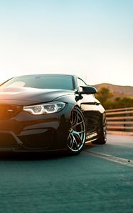 Preview wallpaper bmw m4, bmw, car, front view, headlight, black