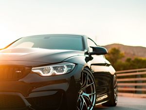 Preview wallpaper bmw m4, bmw, car, front view, headlight, black