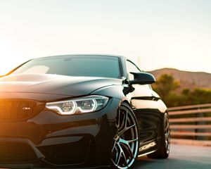 Preview wallpaper bmw m4, bmw, car, front view, headlight, black