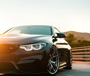 Preview wallpaper bmw m4, bmw, car, front view, headlight, black