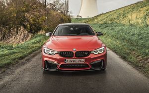 Preview wallpaper bmw m4, bmw, car, red, front view