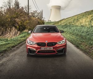 Preview wallpaper bmw m4, bmw, car, red, front view