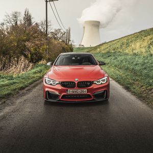 Preview wallpaper bmw m4, bmw, car, red, front view