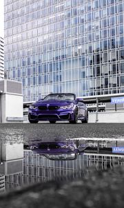 Preview wallpaper bmw m4, bmw, car, convertible, purple, parking